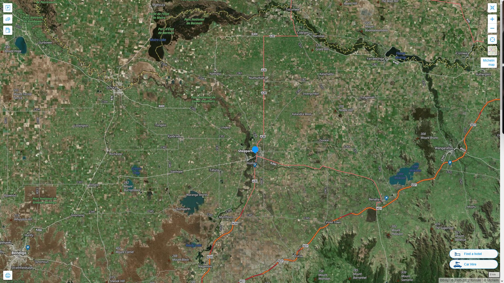 Shepparton Highway and Road Map with Satellite View